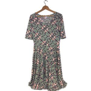 LuLaRoe Amelia Burgundy Pink Green Print SZ XL